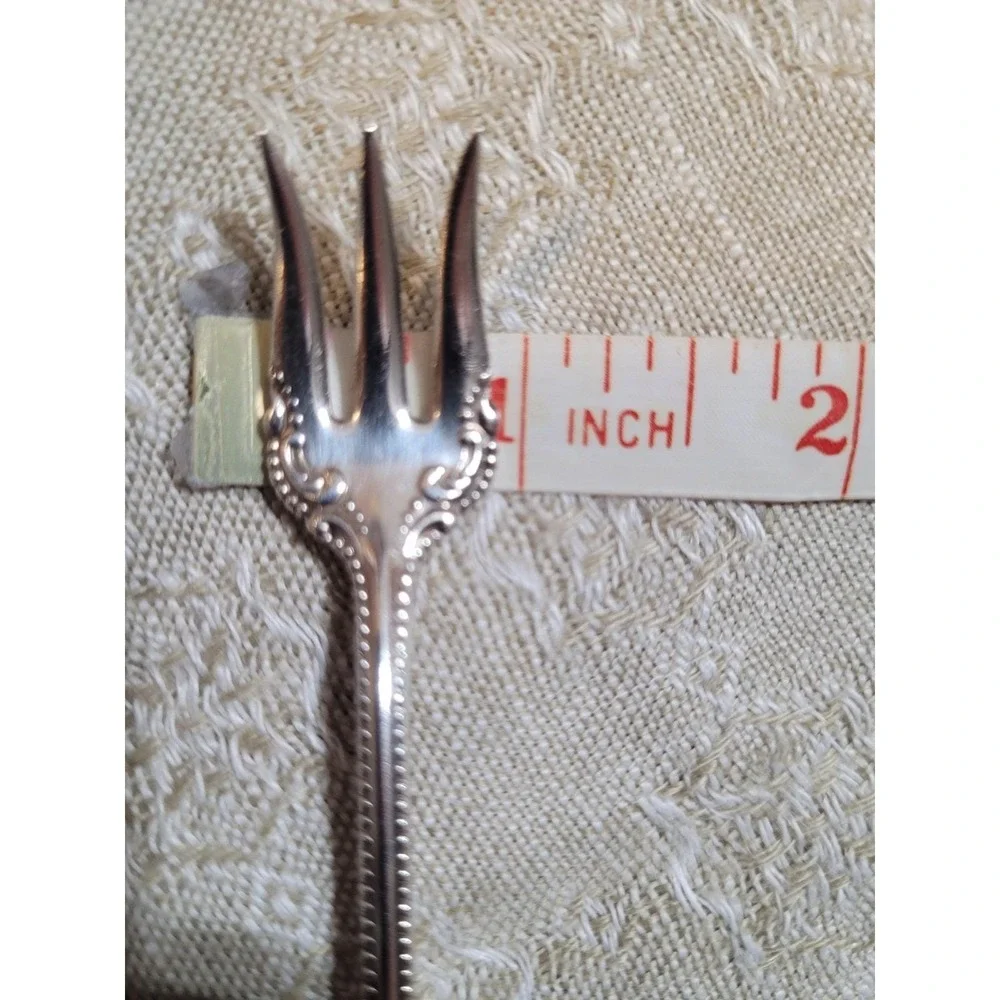 Antique‎ Victorian Sterling Silver 3-Prong Cocktail/Dessert Fork Beaded Edge